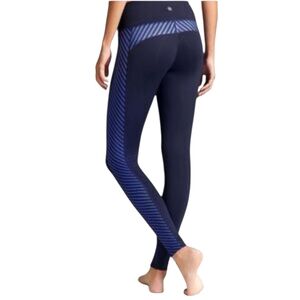 Athleta Navy Blue Stripe Performance Leggings High Rise Size L